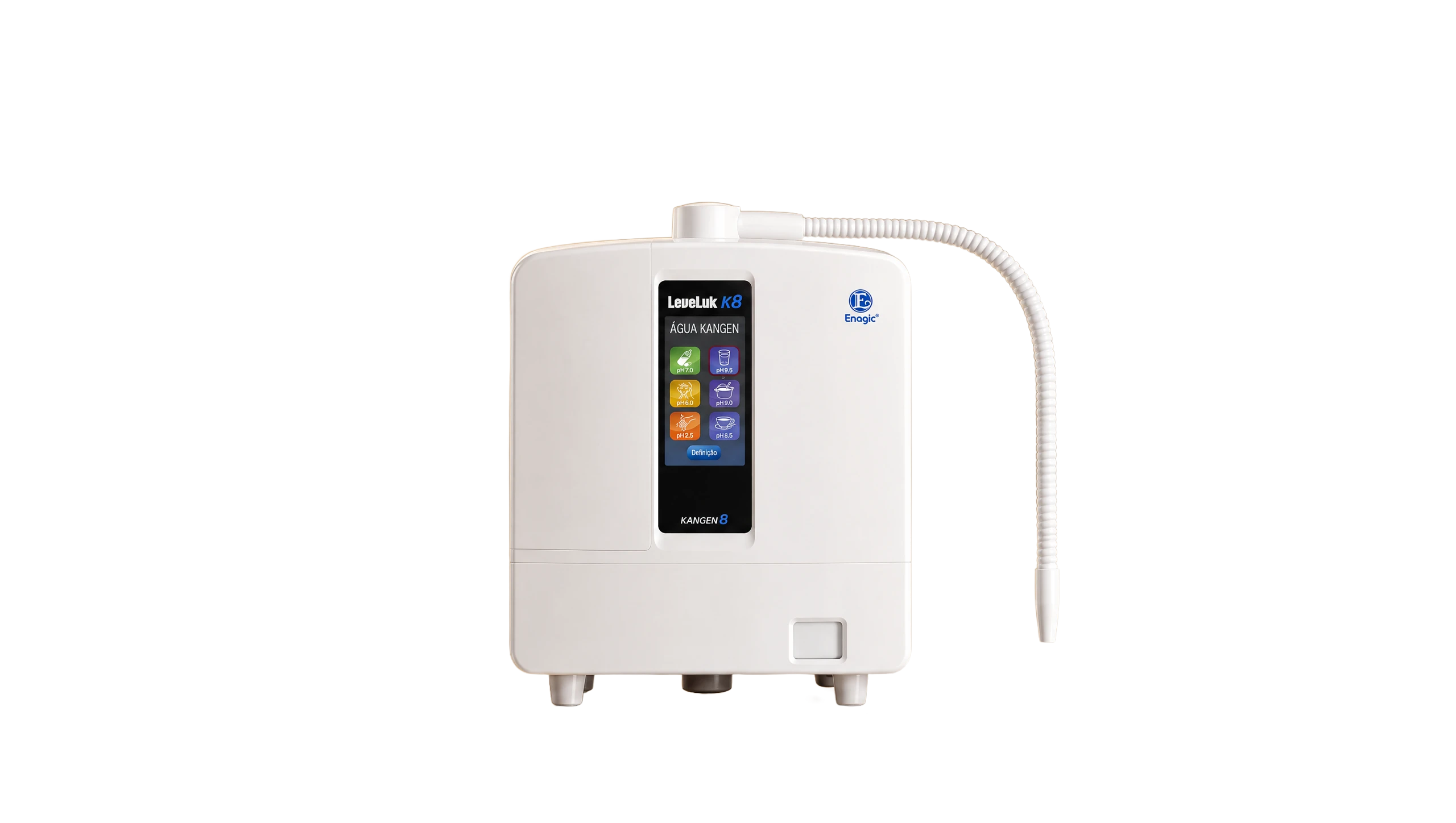 Máquina LeveLuk K8, da Enagic®, sobre um pedestal de pedra